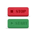 Red and green start and stop button icon isolated on white background. Web elements 3d buttons concept vector illustration Royalty Free Stock Photo