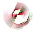 Red and green straight and wavy lines form transparent engine blades. The fan blades rotate.