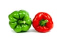 Red green sweet bell pepper sliced isolated on white background Royalty Free Stock Photo