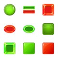 Red and green switch icons set, cartoon style Royalty Free Stock Photo