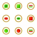 Red and green switch icons set, cartoon style Royalty Free Stock Photo