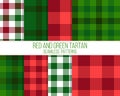 Red and green tartan, seamless patterns