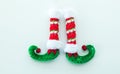 Red and green elf boots isolated on white Royalty Free Stock Photo