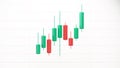 Red and Green Trading Candles with Grid Lines on a White Background. Stock Market Investing Graph.