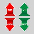 Red and green Up down signs arrow with shadow Royalty Free Stock Photo