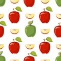 Red and green vector apples seamless pattern