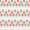 Red and Green Vintage Abstract Christmas Geometric Tree Holiday Vector Pattern