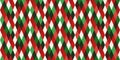 Red and green vintage rough kraft textured seamless diamond harlequin checkers Christmas decoration pattern