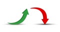 Red and green volume arrows. 3D simulation