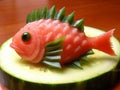 red and green Watermellon fish hybrid.Generative AI