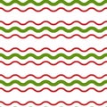 Red and green wavy lines. seamless texture with white rolling lines on white background