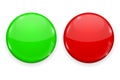 Red and green web button isolated on white background. Round 3d icon Royalty Free Stock Photo