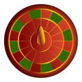 Red green wheel fortune icon, cartoon style