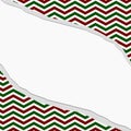 Red, Green and White Chevron Frame with Torn Background Royalty Free Stock Photo