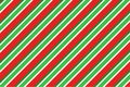 Red, green and white diagonal stripes background vector illustration. Candy cane pattern for Christmas or New Year Royalty Free Stock Photo