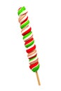 Red, green and white long spiral Christmas lollipop