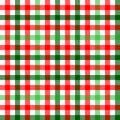 Red green and white tartan traditional fabric seamless pattern, vector