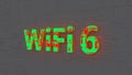 Red green WiFi 6 symbol with light flashing on abstract background. 3D rendering.