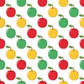 Red, Green and Yellow Apples on White