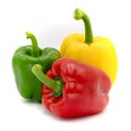 Red, Green and Yellow bell pepper, isolated on a white background