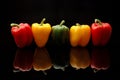 Red, green and yellow bell peppers