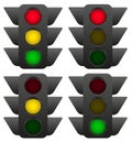 Red green and yellow detailed traffic lights vector illustration Royalty Free Stock Photo