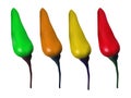 Red, green, yellow hot natural chili pepper pod realistic vector illustration Royalty Free Stock Photo