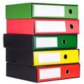 Red, green and yellow office folders in boxes Royalty Free Stock Photo