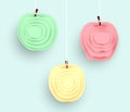 Red, green and yellow pastel paper cut apples