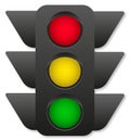 Red green and yellow round traffic lights vector illustration Royalty Free Stock Photo