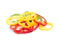 Red, green and yellow sliced pepper