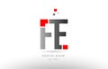 red grey alphabet letter fe f e logo combination icon design