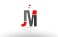 red grey alphabet letter jm j m logo combination icon design