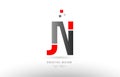 red grey alphabet letter jn j n logo combination icon design