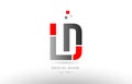 red grey alphabet letter ld l d logo combination icon design