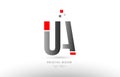 red grey alphabet letter ua u a logo combination icon design