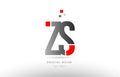 red grey alphabet letter zs z s logo combination icon design