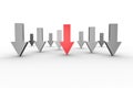 Red and grey arrows pointing down Royalty Free Stock Photo