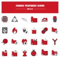 Red And Grey Fabric Features Icon Set In Flat Royalty Free Stock Photo