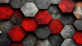 Abstract Hexagon Pattern: Red, Gray, and Black Metallic Texture Royalty Free Stock Photo