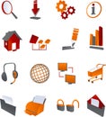 Red Grey web internet icons Royalty Free Stock Photo