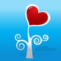 Red grossy gem heart and silver tree Royalty Free Stock Photo