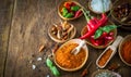 Red ground paprika and paprika powder in a bowl