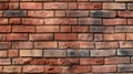 Red grunge bricks wall texture. Close up brickwork weathered construction wallpaper poster photo. Generative AI