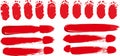 Red Grunge Footprints and Paint Brush Strokes Vector Set Royalty Free Stock Photo
