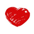 Red grunge hand drawn heart with splashes and brush strokes. Symbol of love and valentine s day. Royalty Free Stock Photo