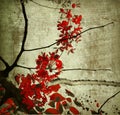 Red grunge kerala blossom art print