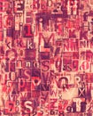 Red grunge newspaper, magazine collage letters Royalty Free Stock Photo