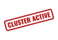 Red grunge rubber stamp showing cluster active status for system operation and network Royalty Free Stock Photo