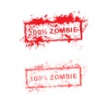Red grunge rubber stamp 100% zombie used for halloween vector il